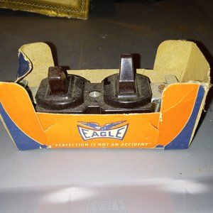Electric socket outlet Vintage Eagle brand Original box w/instructions as seen